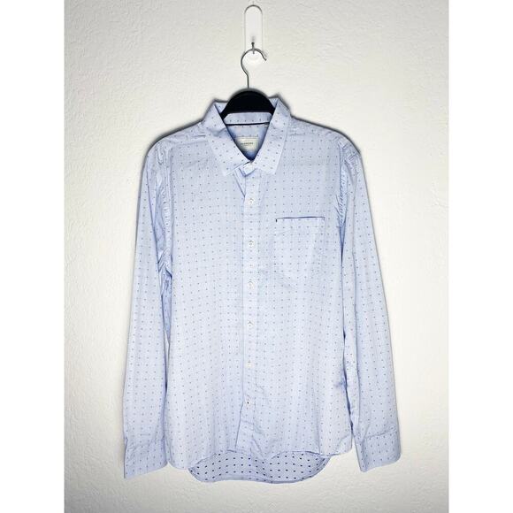 7Diamonds Men's Button Down Shirt Light Blue 100% Cotton Blue Stitched Dots - Picture 1 of 13